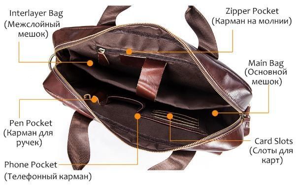 Деловая сумка мужская кожаная Vintage 14792 Коричневая 14792 фото