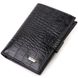 Стильний вертикальний чоловічий гаманець середнього розміру з натуральної шкіри з тисненням під крокодила CANPELLINI 21736 Чорний 21736 фото 1