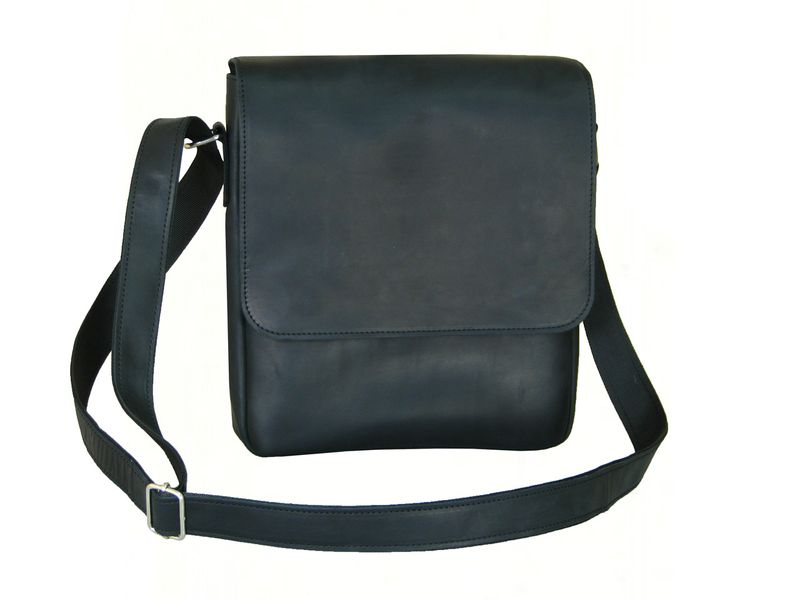 Чоловіча шкіряна сумка через плече SGE LA 002 black чорна LA 002 black фото
