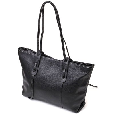 Вместительная женская сумка из натуральной кожи 22082 Vintage Черная 22082 фото