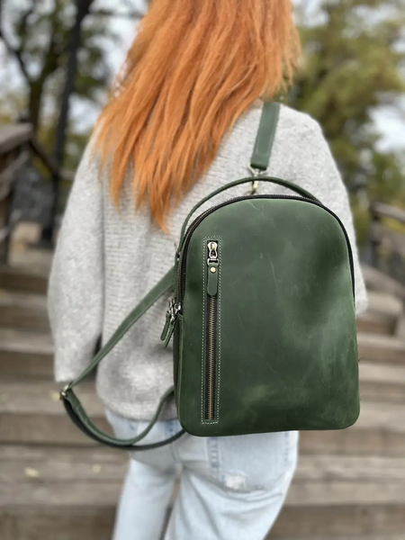 Кожаный женский рюкзак SGE  backpack 001 green зеленый  backpack 001 green фото