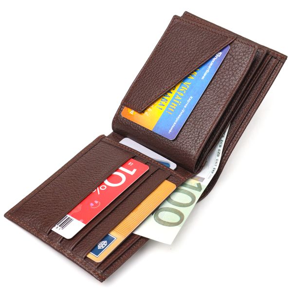 Практичний гаманець для чоловіків у два складення з натуральної шкіри флотар CANPELLINI 21586 Коричневий 21586 фото