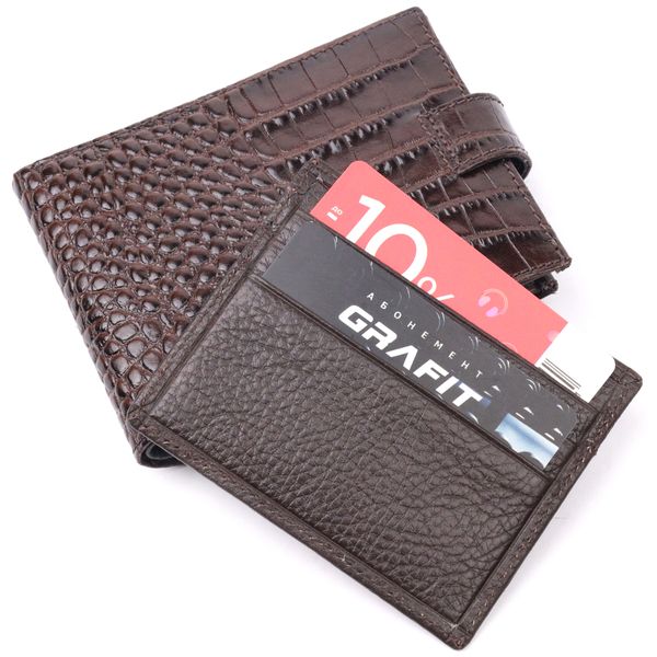 Функціональний чоловічий гаманець із фактурної шкіри KARYA 21069 Коричневий 21069 фото