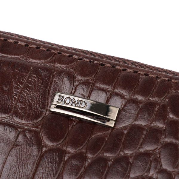 Практичний жіночий гаманець із натуральної шкіри з тисненням під крокодила BOND 21982 Коричневий 21982 фото