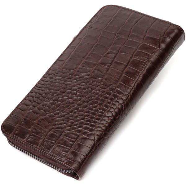 Практичний жіночий гаманець із натуральної шкіри з тисненням під крокодила BOND 21982 Коричневий 21982 фото