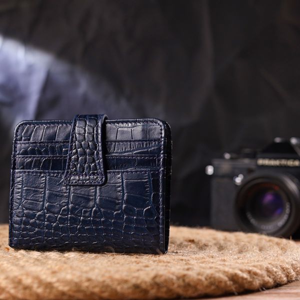 Цікавий гаманець із натуральної шкіри з тисненням під крокодила CANPELLINI 21687 Синій 21687 фото
