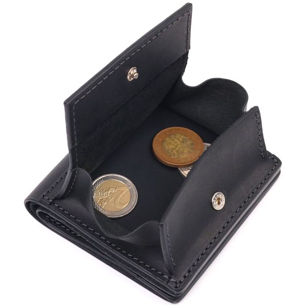 Чоловічий шкіряний гаманець із монетницею Серце GRANDE PELLE 16741 Чорний 16741 фото
