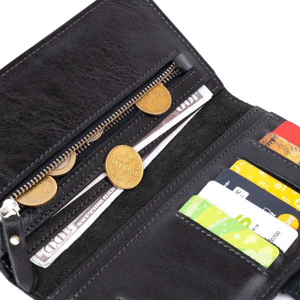 Вертикальний гаманець глянсовий Anet на кнопці GRANDE PELLE 11324 Чорний 11324 фото