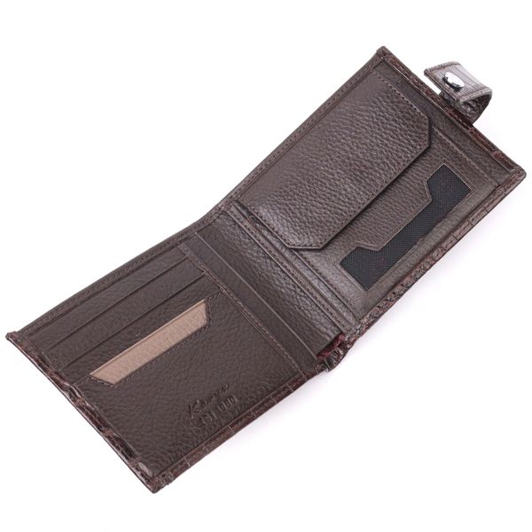 Функціональний чоловічий гаманець із фактурної шкіри KARYA 21069 Коричневий 21069 фото