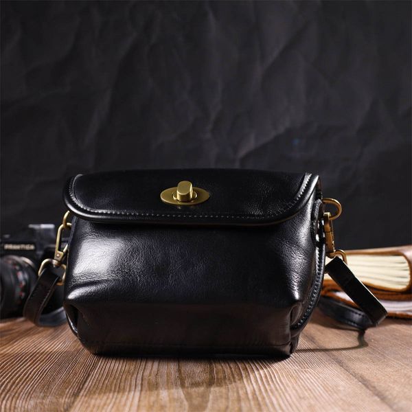 Ідеальна сумка крос-боді з натуральної шкіри 22132 Vintage Чорна 56333 фото