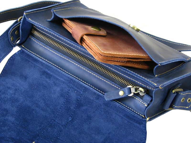 Жіноча шкіряна сумка через плече SGE WS 001 blue синя WS 001 blue фото