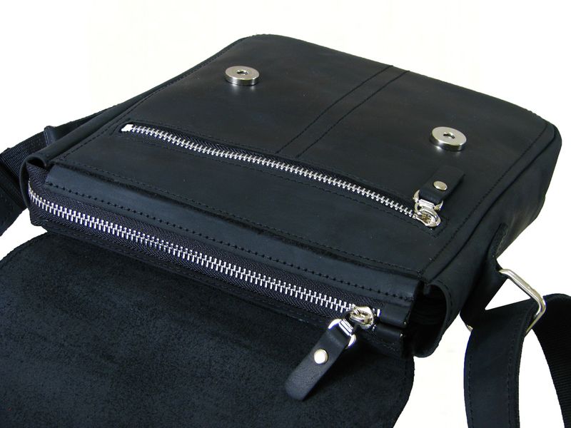 Чоловіча повсякденна сумка на плече шкіряна SGE RP 001 black чорна RP 001 black фото