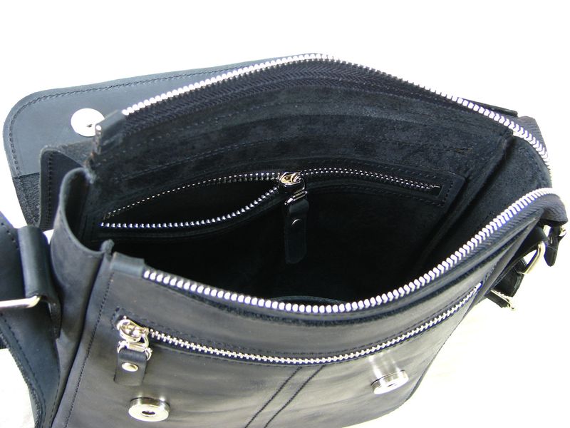 Чоловіча повсякденна сумка на плече шкіряна SGE RP 001 black чорна RP 001 black фото
