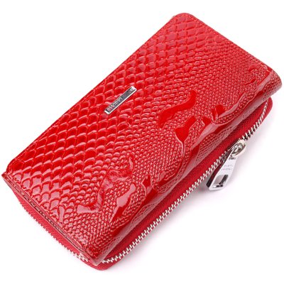 Яркое женское портмоне из лакированной фактурной кожи KARYA 21428 Красный 21428 фото