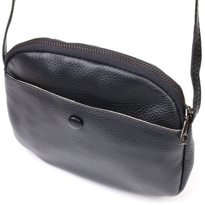 Зручна жіноча сумка через плече з натуральної шкіри 22133 Vintage Чорна 22133 фото