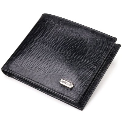 Елегантний гаманець для чоловіків у два складення з натуральної фактурної шкіри CANPELLINI 21587 Чорний 21587 фото