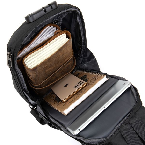 Ергономічний рюкзак через плече з кодовим замком текстильний Vintage 20553 Чорний 20553 фото