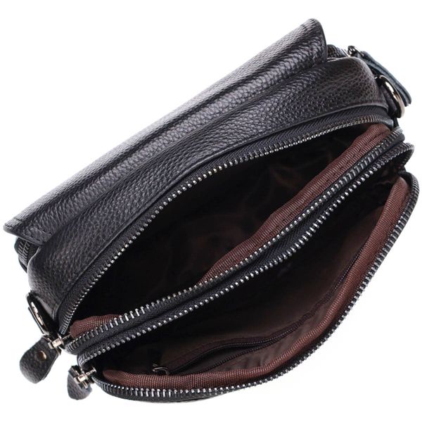 Каркасная женская сумка из натуральной кожи 22083 Vintage Черная 22083 фото