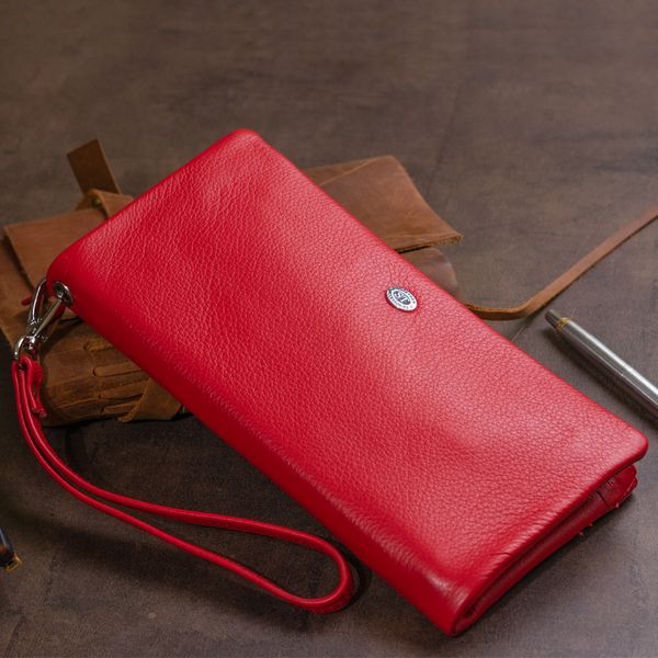 Гаманець-клатч зі шкіри з кишенею для мобільного ST Leather 19315 Червоний 19315 фото