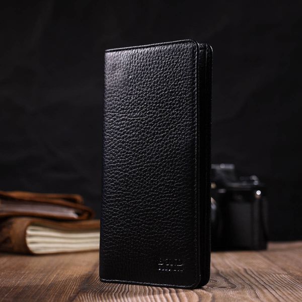 Вертикальний чоловічий гаманець із натуральної зернистої шкіри BOND 21983 Чорний 21983 фото
