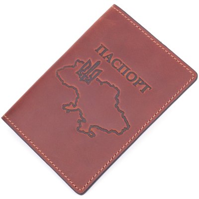 Обложка на паспорт в винтажной коже Карта GRANDE PELLE 16772 Светло-коричневая 16772 фото