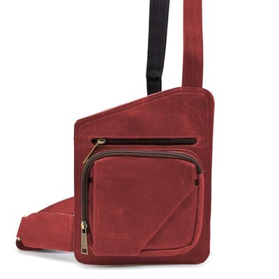 Кожаный слинг рюкзак на одно плечо TARWA RR-232-3md красный RR-232-3md фото