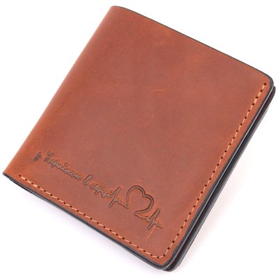Вместительный кожаный мужской кошелек с монетницей Сердце GRANDE PELLE 16743 Светло-коричневый 16743 фото