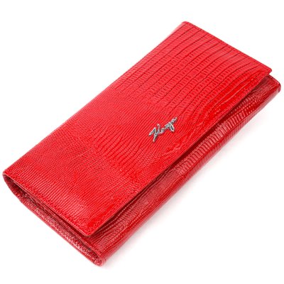 Лакований горизонтальний гаманець із фактурної натуральної шкіри KARYA 21171 Червоний 21171 фото