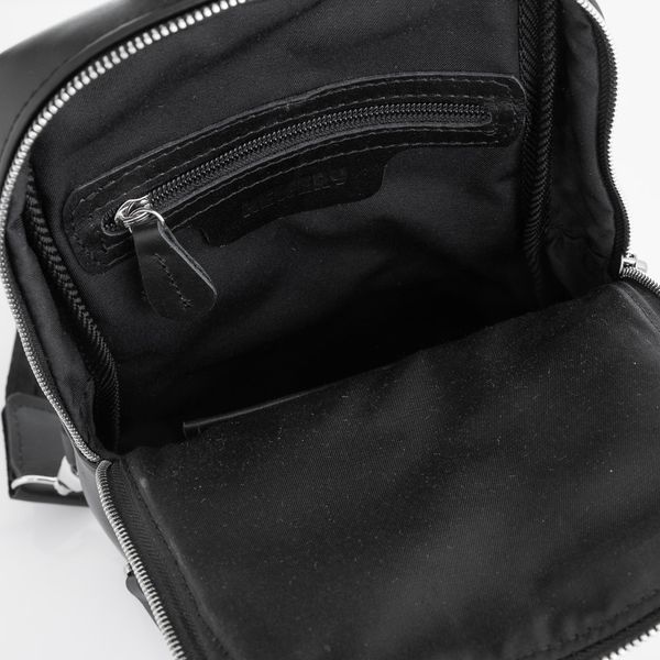 Чёрная кожаная сумка слинг среднего размера Newery N41719GA N41719GA фото