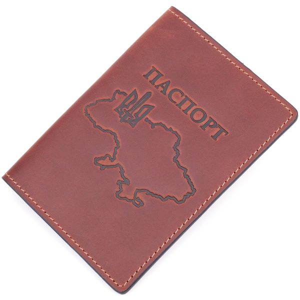 Обкладинка на паспорт у вінтажній шкірі Карта GRANDE PELLE 16772 Світло-коричнева 16772 фото