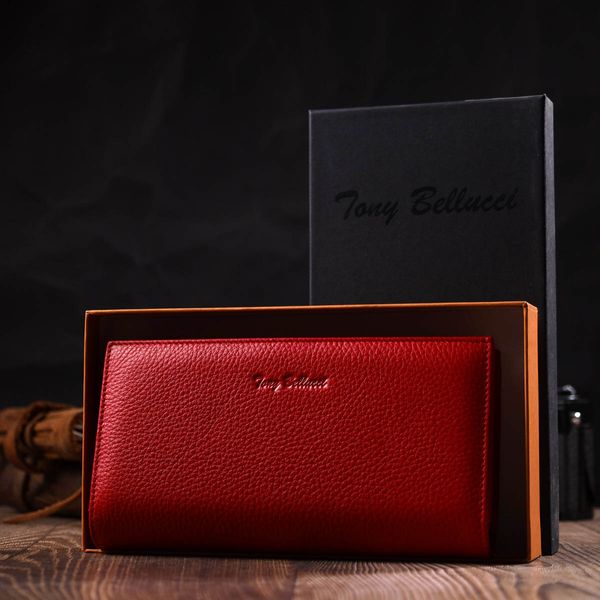 Модный женский клатч с блоком для кредитных карт из натуральной кожи Tony Bellucci 22034 Красный 22034 фото