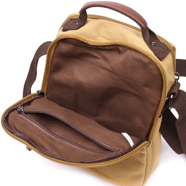 Чоловіча сумка листоноша на плече із щільного текстилю Vintage 22229 Пісочний 56855 фото