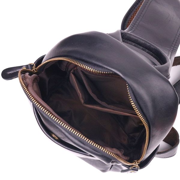 Превосходная сумка мужская через плечо из натуральной гладкой кожи 21286 Vintage Черная 55168 фото