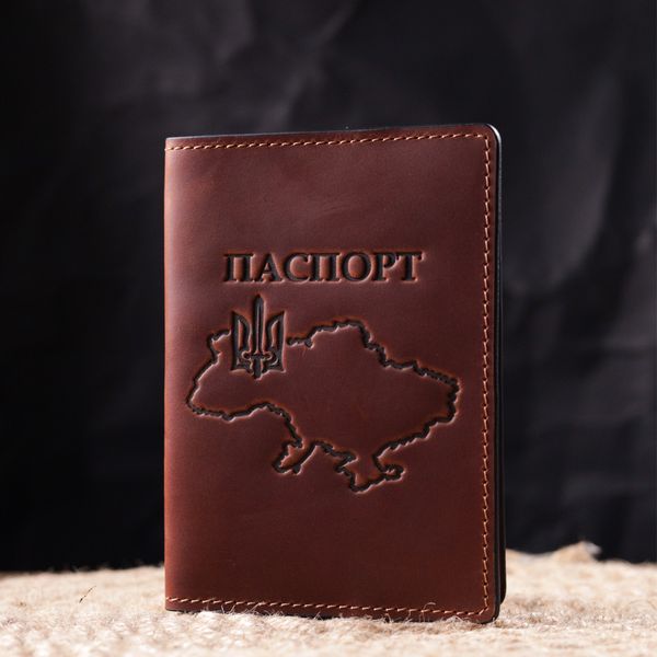 Обложка на паспорт в винтажной коже Карта GRANDE PELLE 16772 Светло-коричневая 16772 фото