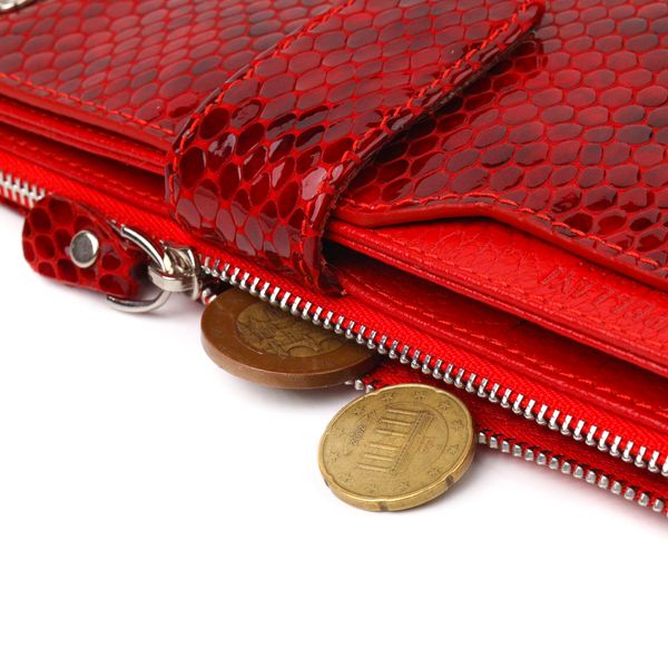 Лакований жіночий гаманець із натуральної шкіри з тисненням під змію CANPELLINI 21639 Червоний 21639 фото