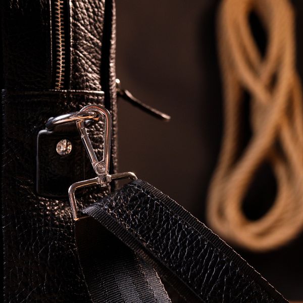 Вместительная сумка-портфель на плечо KARYA 20871 кожаная Черный 20871 фото