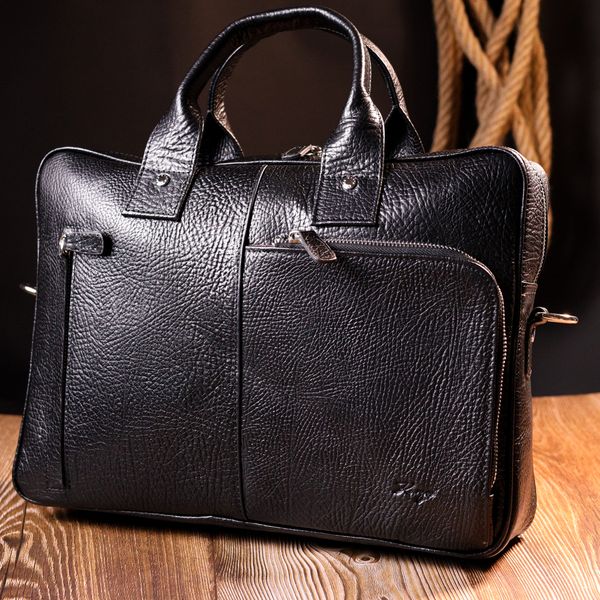Вместительная сумка-портфель на плечо KARYA 20871 кожаная Черный 20871 фото