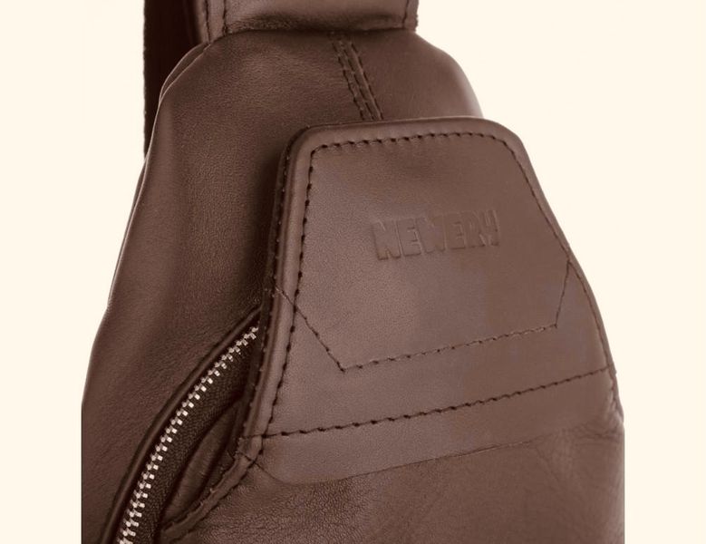 Чоловіча шкіряна сумка-слінг коричневого кольору Newery N116GC N116GC фото