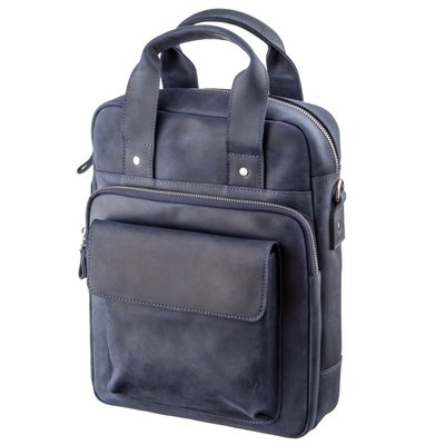 Стильна сумка під А4 вертикального формату в матовою шкірі 11170 SHVIGEL, Синя 39989 фото
