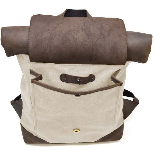 Ролл-ап рюкзак зі шкіри та канвас TARWA RGj-5191-3md слонова кістка RGj-5191-3md фото