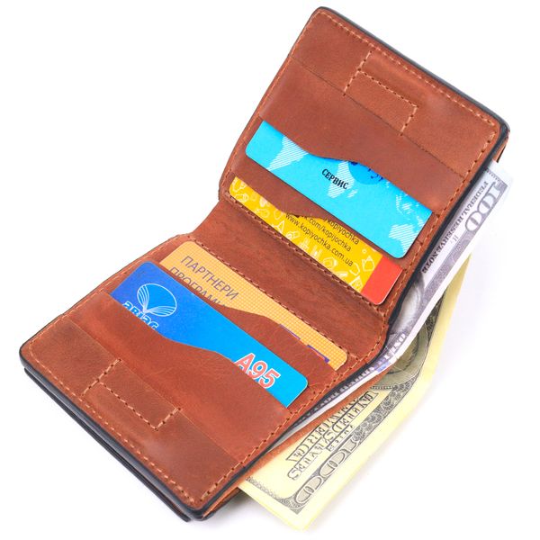 Якісний шкіряний чоловічий гаманець з монетницею Україна GRANDE PELLE 16744 Світло-коричневий 16744 фото