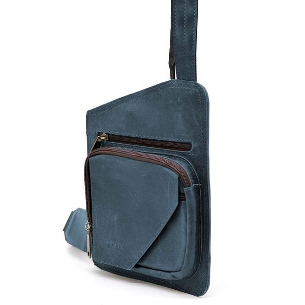 Кожаный слинг рюкзак на одно плечо TARWA RK-232-3md синий RK-232-3md фото