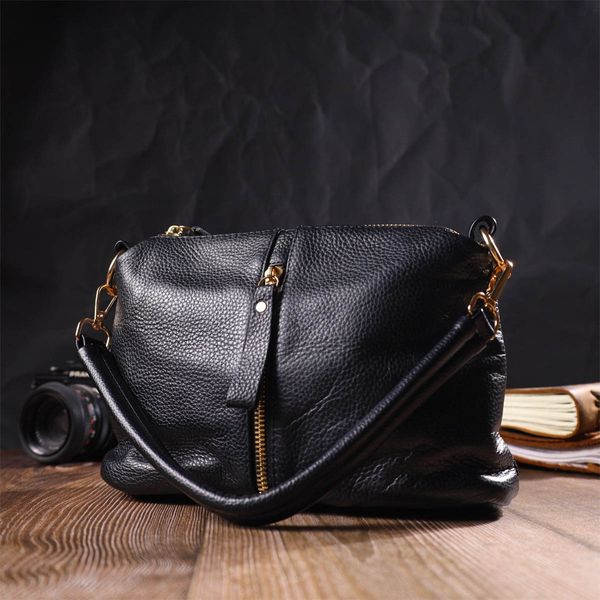Интересная сумка через плечо из натуральной кожи 22135 Vintage Черная 22135 фото