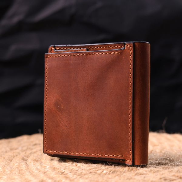 Якісний шкіряний чоловічий гаманець з монетницею Україна GRANDE PELLE 16744 Світло-коричневий 16744 фото