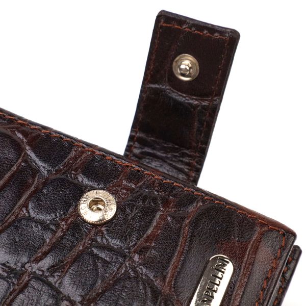 Стильний горизонтальний гаманець для чоловіків з натуральної шкіри з тисненням під крокодила CANPELLINI 21890 Коричневий 21890 фото