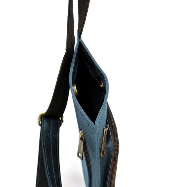 Кожаный слинг рюкзак на одно плечо TARWA RK-232-3md синий RK-232-3md фото