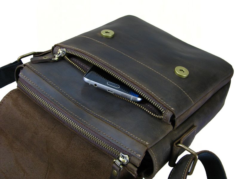 Чоловіча шкіряна сумка на плече SGE AU 001 brown коричнева AU 001 brown фото