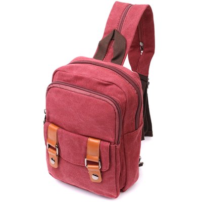 Надежная сумка-рюкзак с двумя отделениями из плотного текстиля Vintage 22164 Бордовый 56800 фото