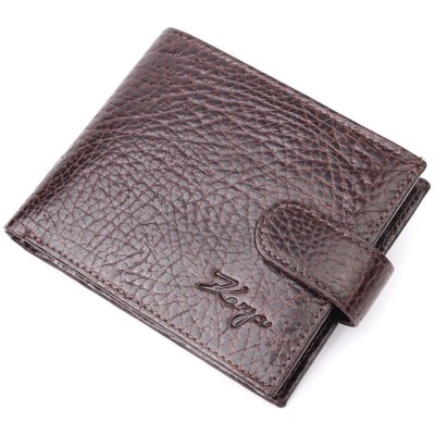 Місткий чоловічий гаманець з хлястиком із натуральної шкіри KARYA 21078 Коричневий 21078 фото