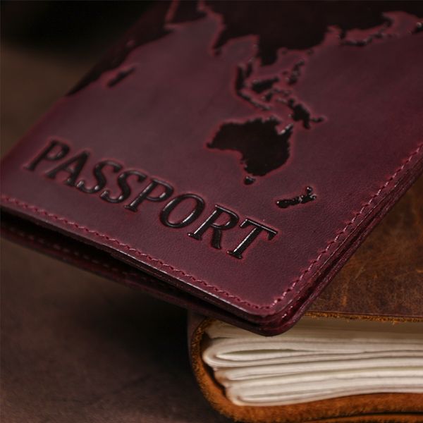 Обкладинка на паспорт Shvigel 13955 шкіряна матова Сливова 13955 фото